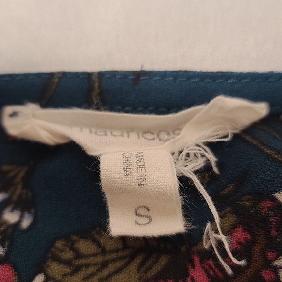 Maurices Floral Tunic Women Small Teal Blue 3/4 Roll Tab Sleeve Zip Neck Blouse - Picture 5 of 8